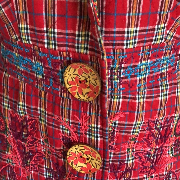 Retro embroidered plaid quilted jacket - Picture 3 of 5
